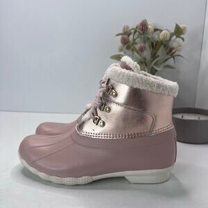 Sperry Saltwater Alpine Duck Boot Pink/Rose Gold Women 8 Microfleece Lining